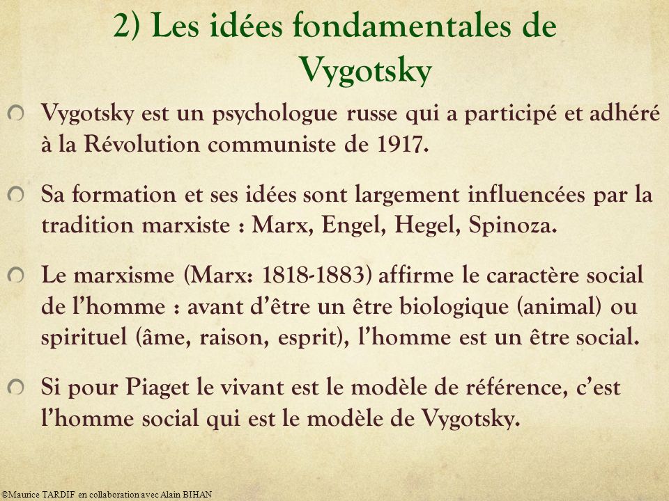 2) Les idées fondamentales de Vygotsky