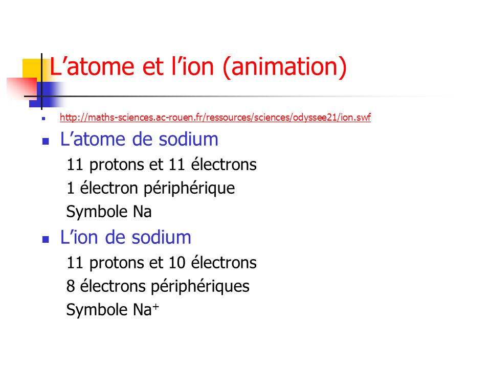 L’atome et l’ion (animation)