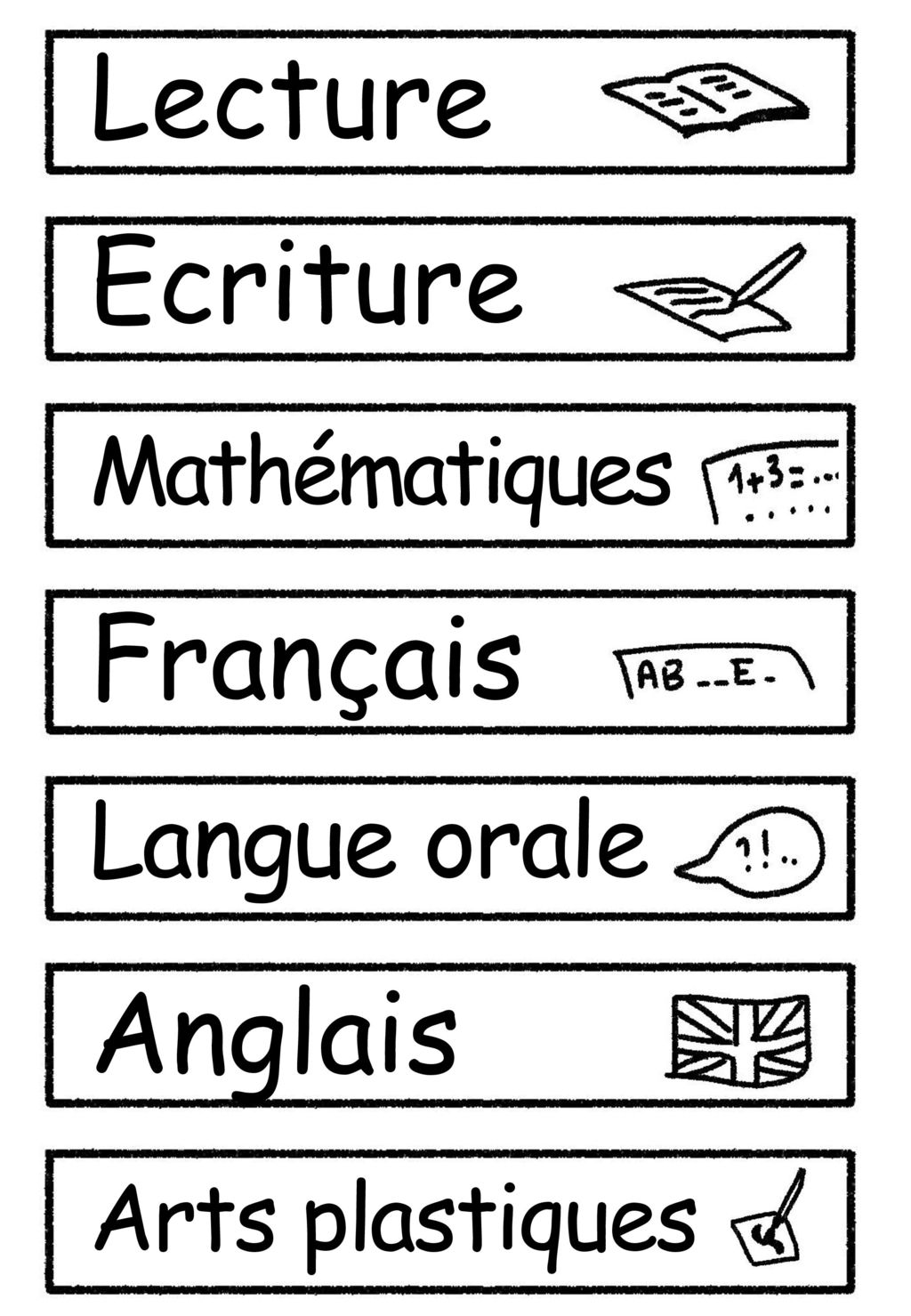 Lecture Ecriture Français Anglais Langue orale Mathématiques