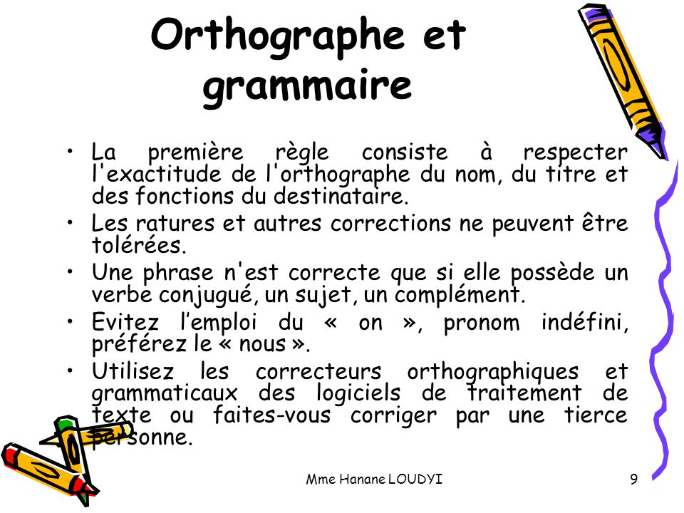 Orthographe et grammaire