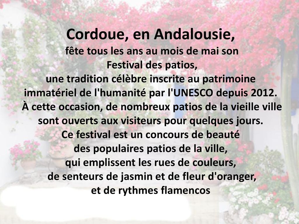 Cordoue, en Andalousie, fête tous les ans au mois de mai son
