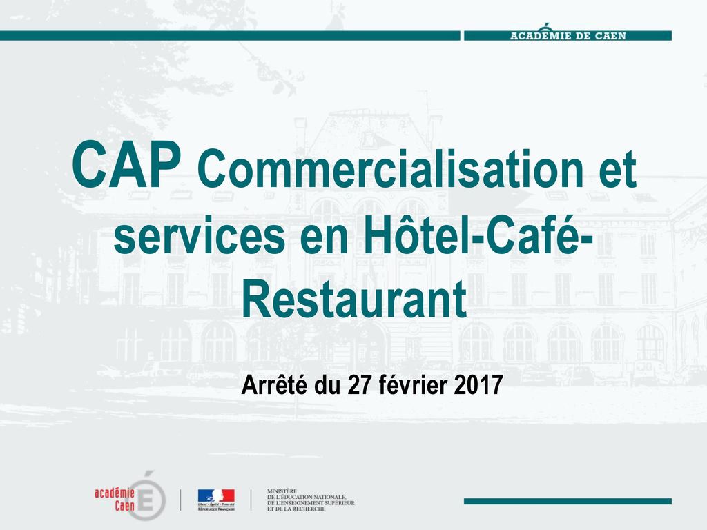 CAP Commercialisation et services en Hôtel-Café-Restaurant