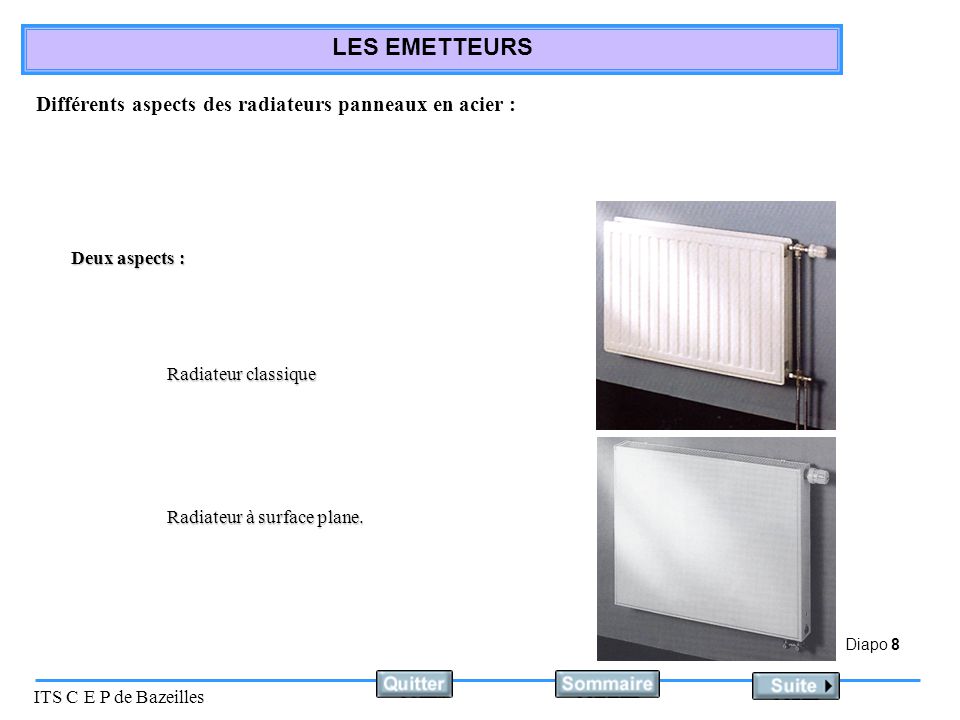 Différents aspects des radiateurs panneaux en acier :