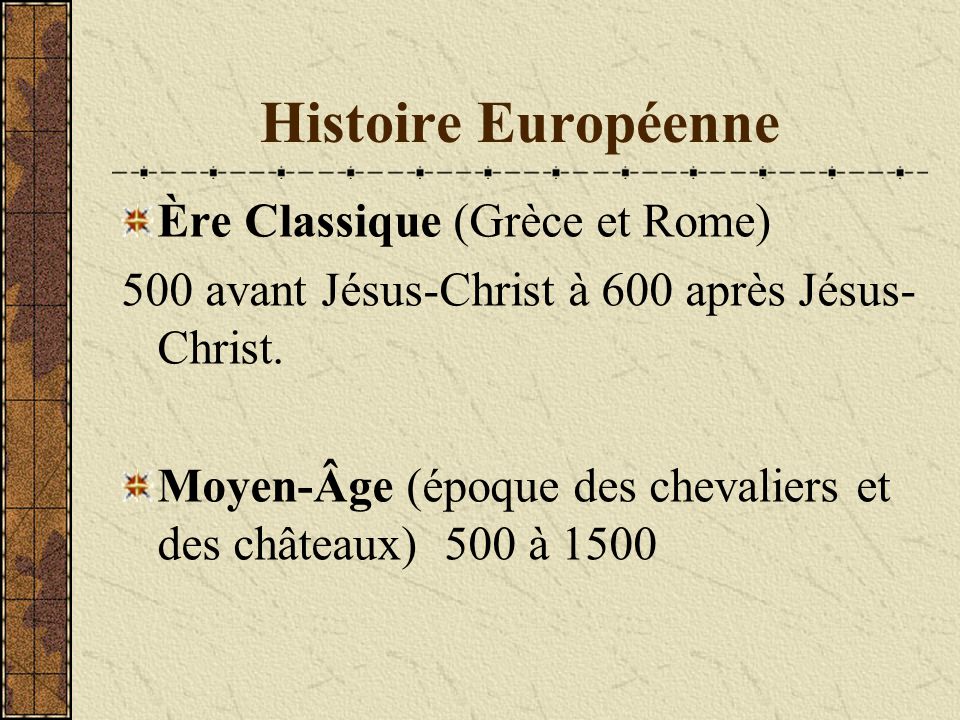 Histoire Européenne Ère Classique (Grèce et Rome)