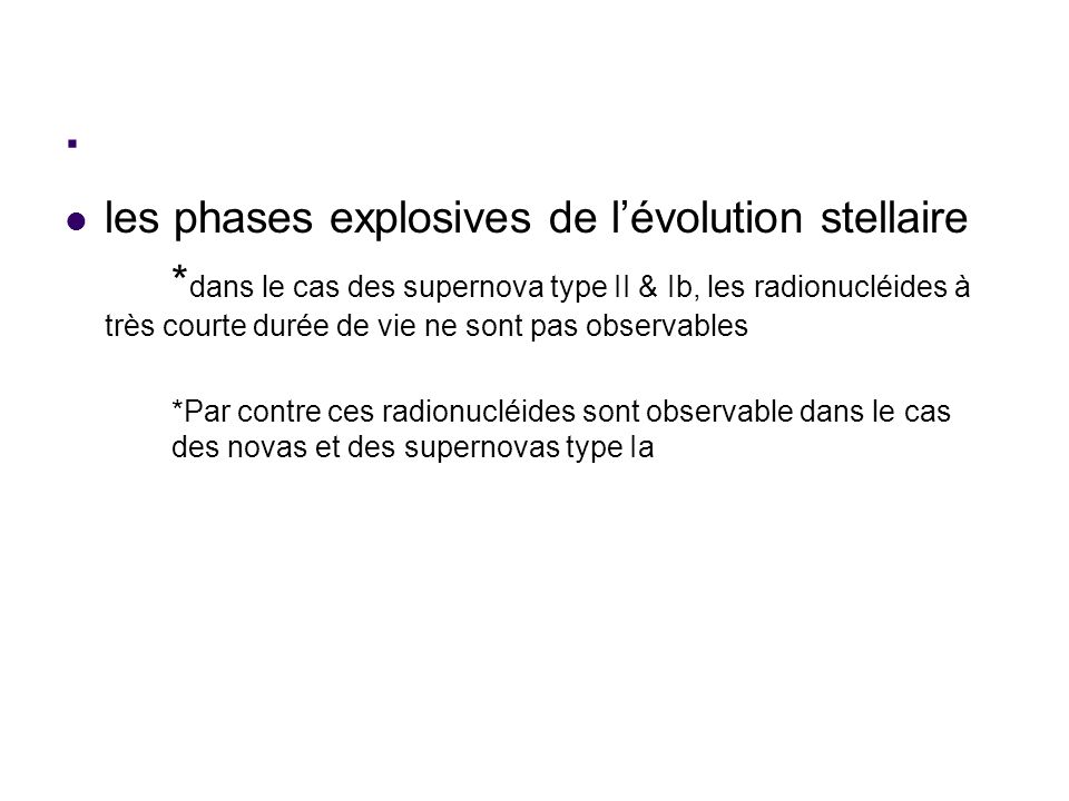 . les phases explosives de l’évolution stellaire