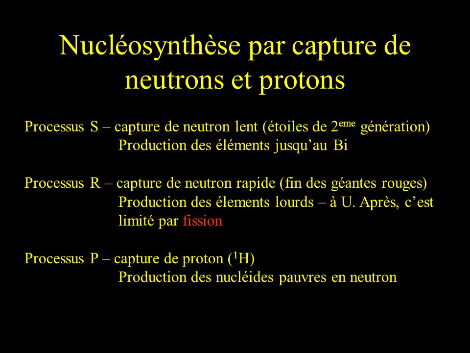Nucléosynthèse par capture de neutrons et protons