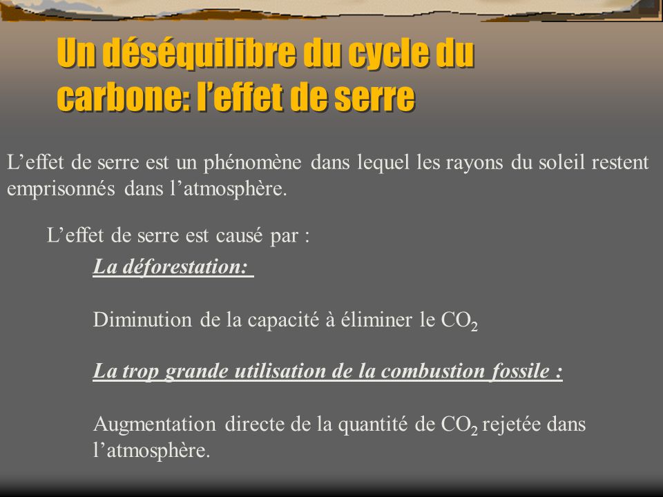 Un déséquilibre du cycle du carbone: l’effet de serre