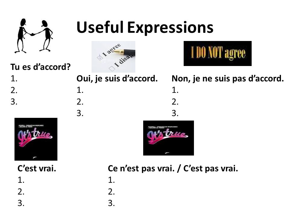 Useful Expressions Tu es d’accord Oui, je suis d’accord. 1.
