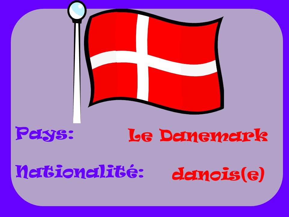 Pays: Nationalité: Le Danemark danois(e)