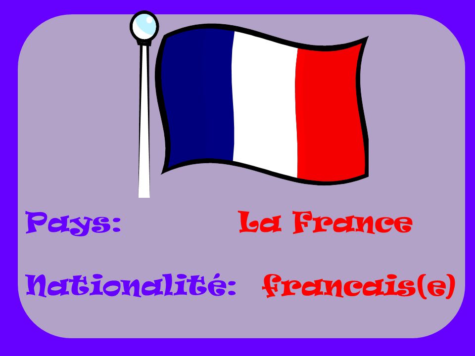 Pays: Nationalité: La France francais(e)
