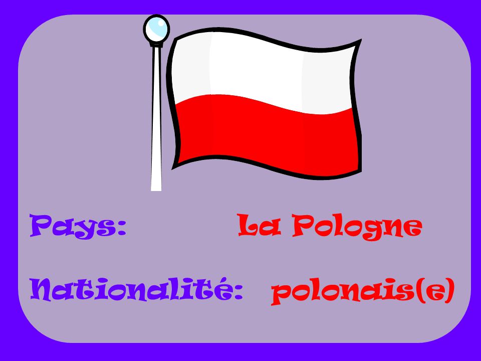 Pays: Nationalité: La Pologne polonais(e)