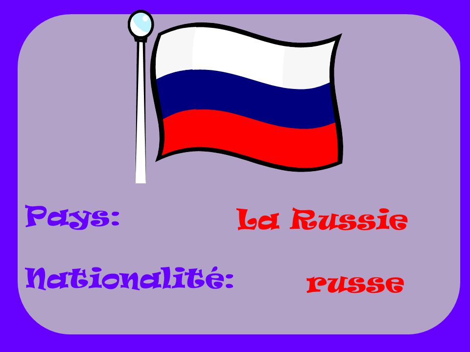Pays: Nationalité: La Russie russe