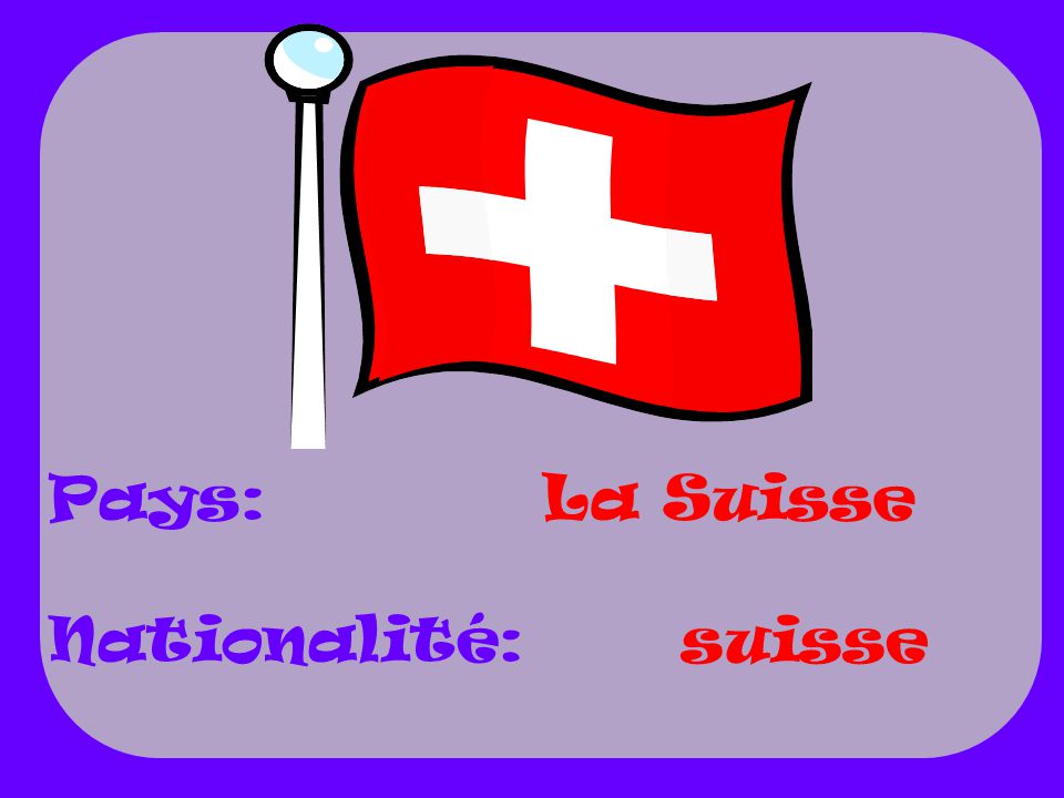 Pays: Nationalité: La Suisse suisse