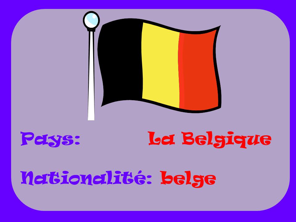 Pays: Nationalité: La Belgique belge