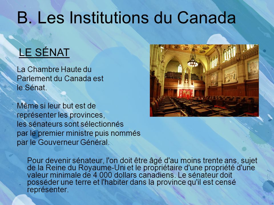 B. Les Institutions du Canada