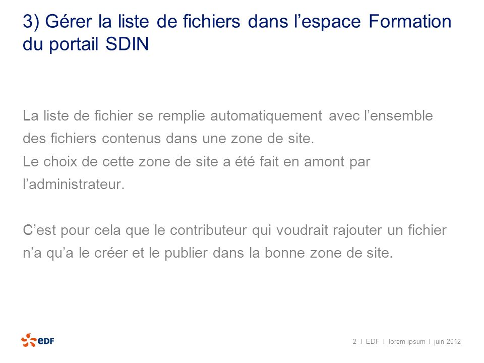 3) Gérer la liste de fichiers dans l’espace Formation du portail SDIN