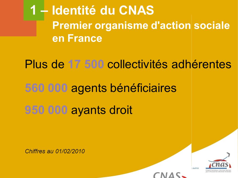 1 – Identité du CNAS Plus de collectivités adhérentes