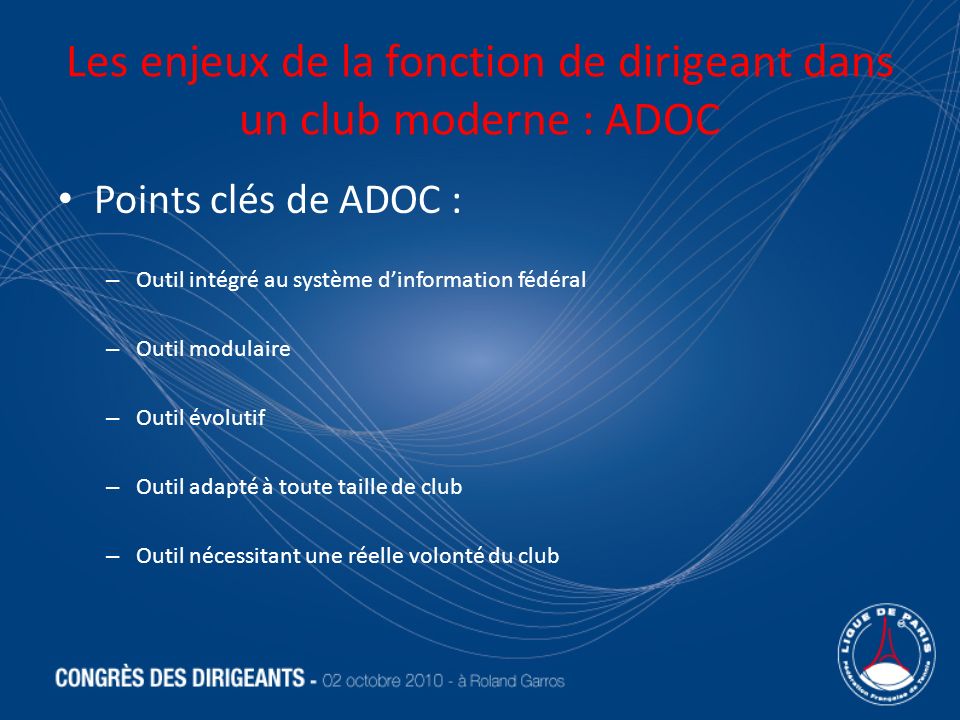 Les enjeux de la fonction de dirigeant dans un club moderne : ADOC