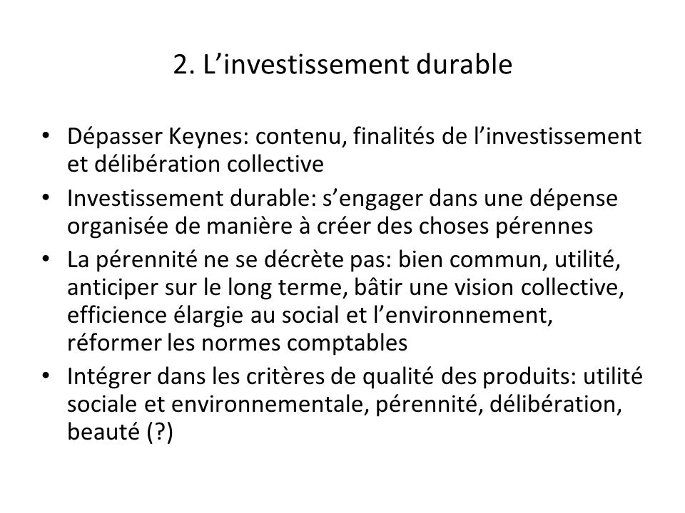 2. L’investissement durable