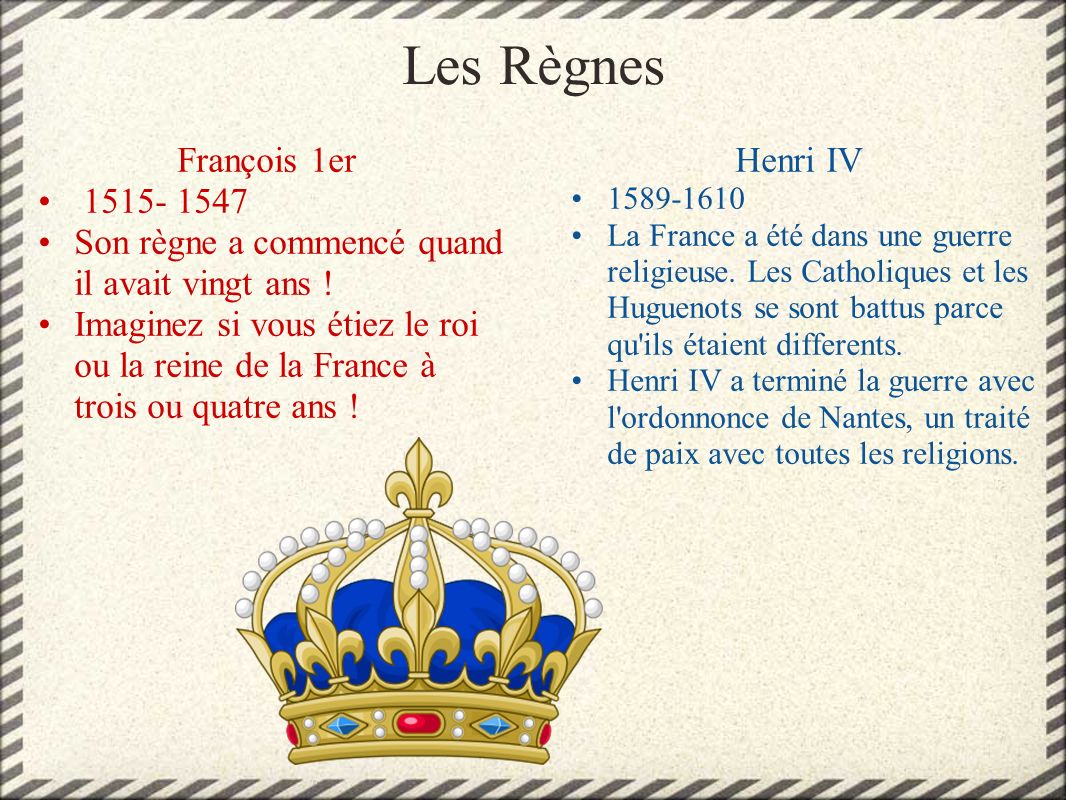 Les Règnes François 1er