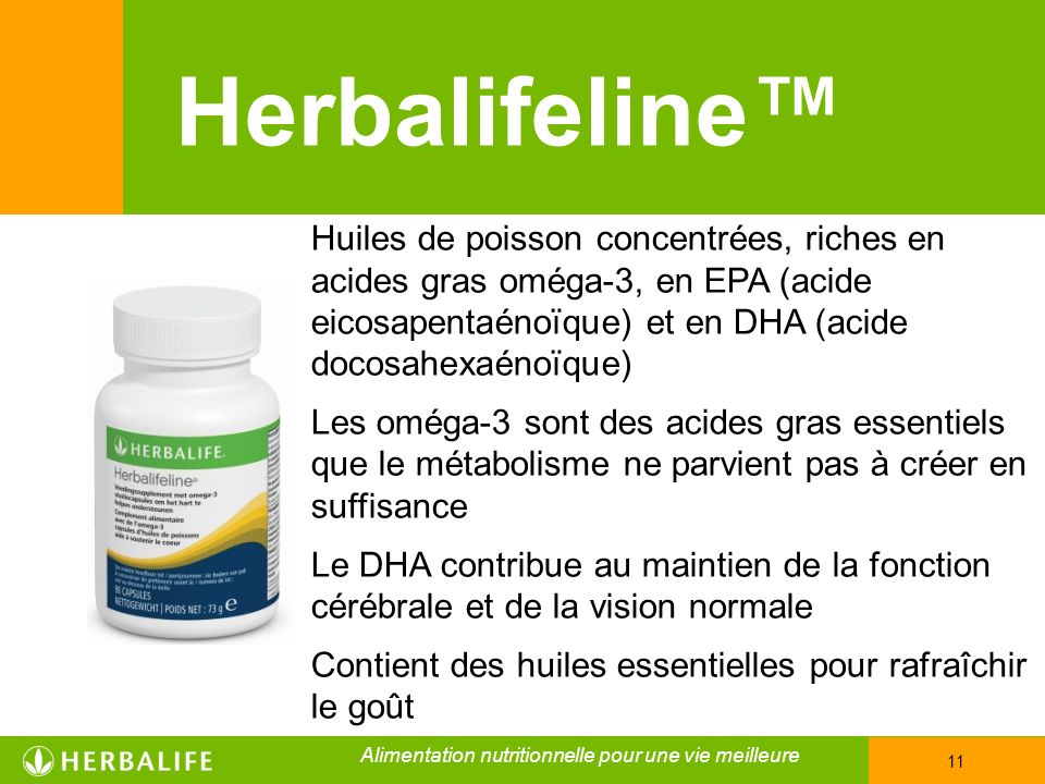 Herbalifeline™ Huiles de poisson concentrées, riches en acides gras oméga-3, en EPA (acide eicosapentaénoïque) et en DHA (acide docosahexaénoïque)