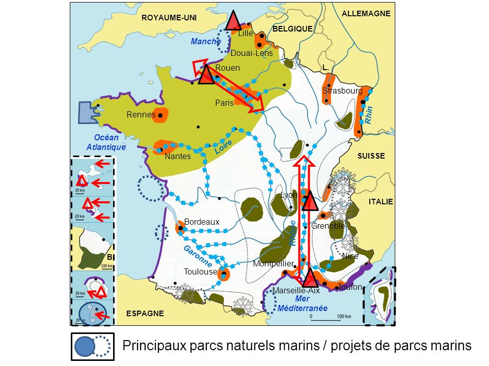 Principaux parcs naturels marins / projets de parcs marins