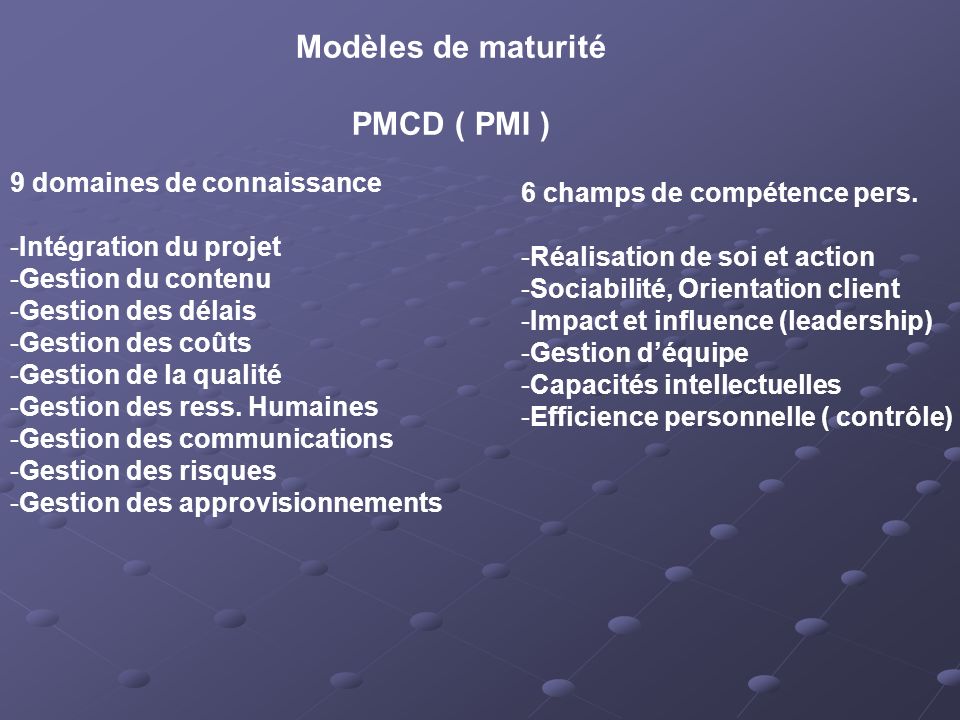 Modèles de maturité PMCD ( PMI )