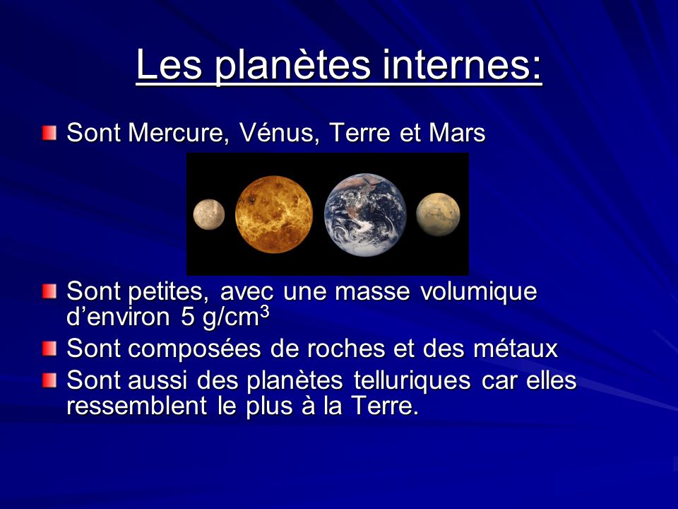 Les planètes internes: