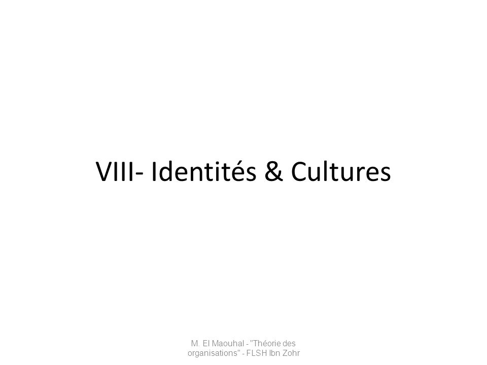 VIII- Identités & Cultures