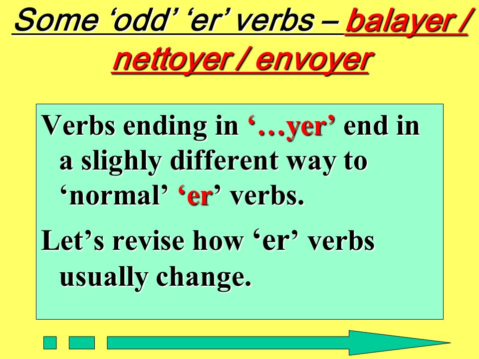 Some ‘odd’ ‘er’ verbs – balayer / nettoyer / envoyer