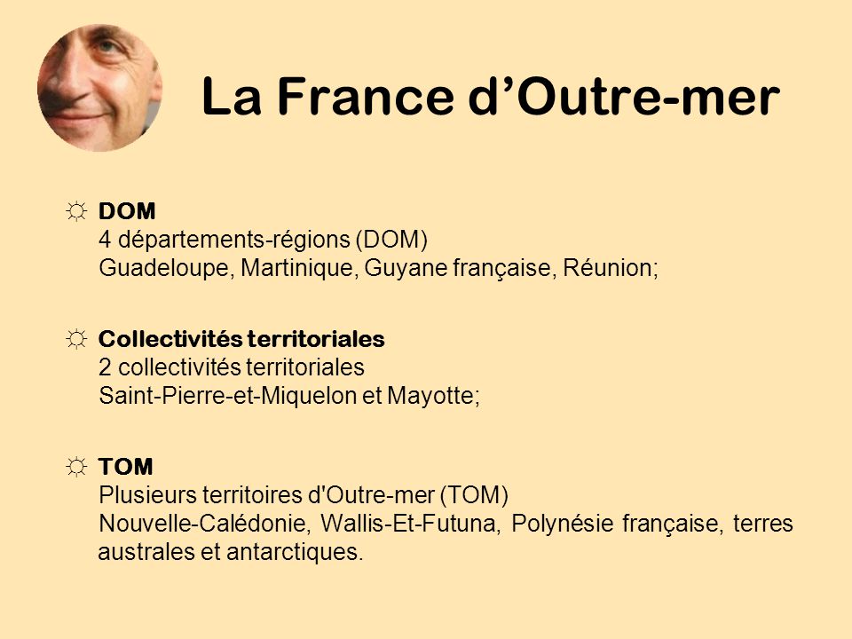 La France d’Outre-mer DOM 4 départements-régions (DOM)