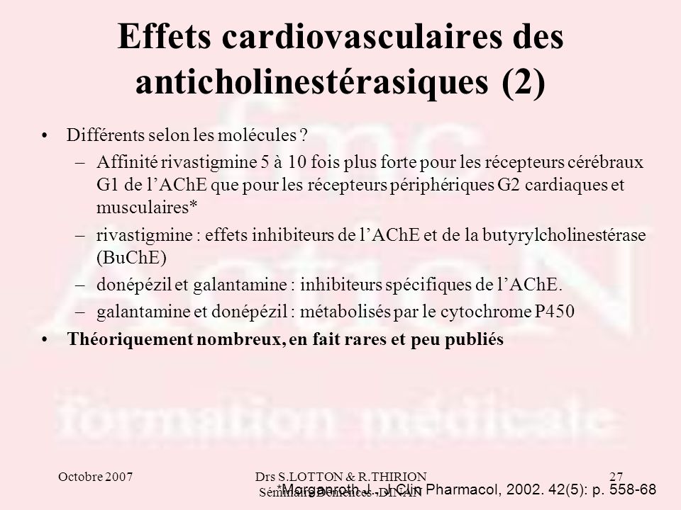 Effets cardiovasculaires des anticholinestérasiques (2)