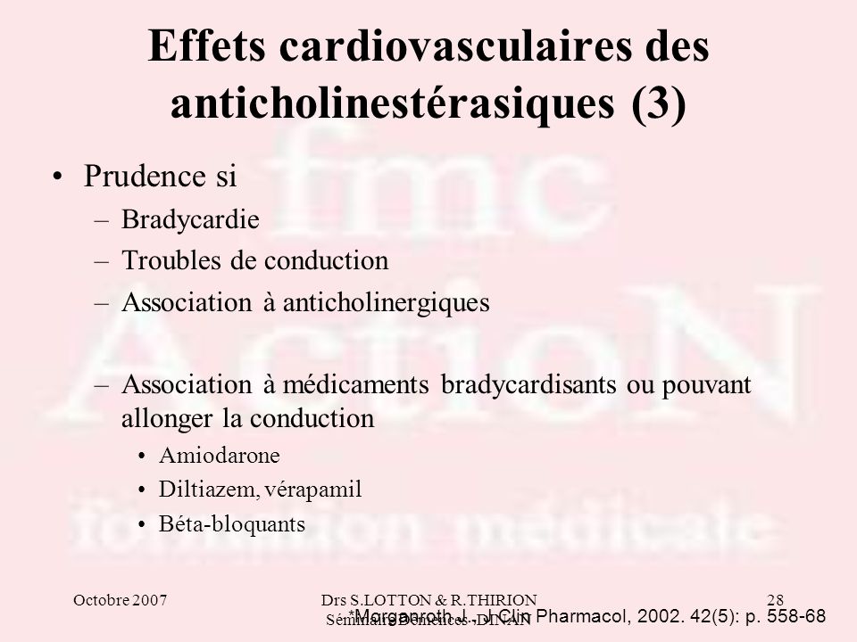 Effets cardiovasculaires des anticholinestérasiques (3)