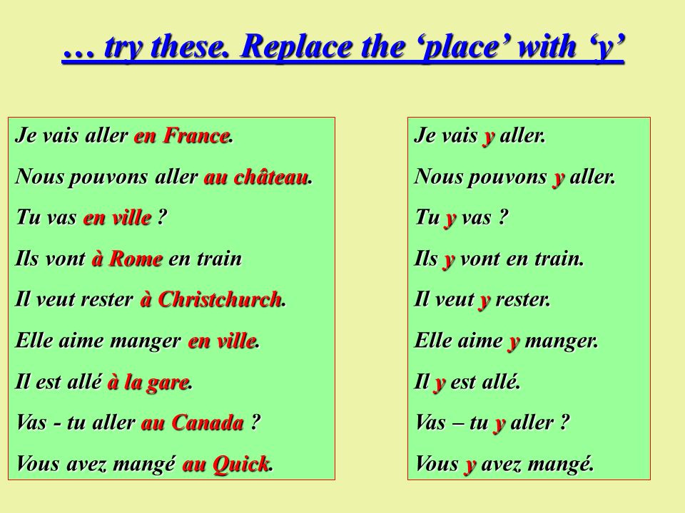 … try these. Replace the ‘place’ with ‘y’