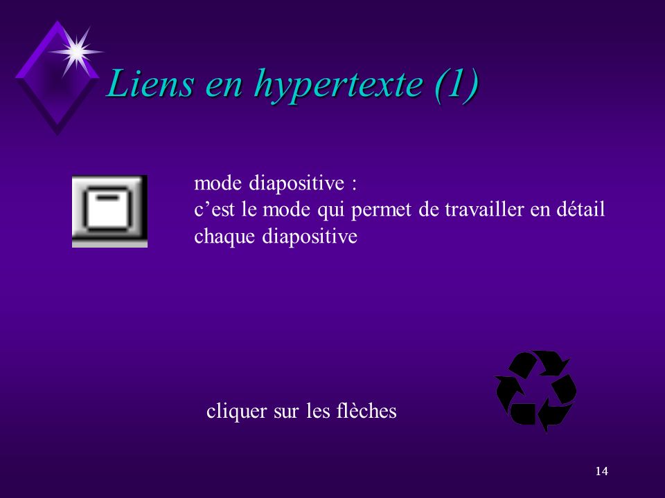 Liens en hypertexte (1) mode diapositive :