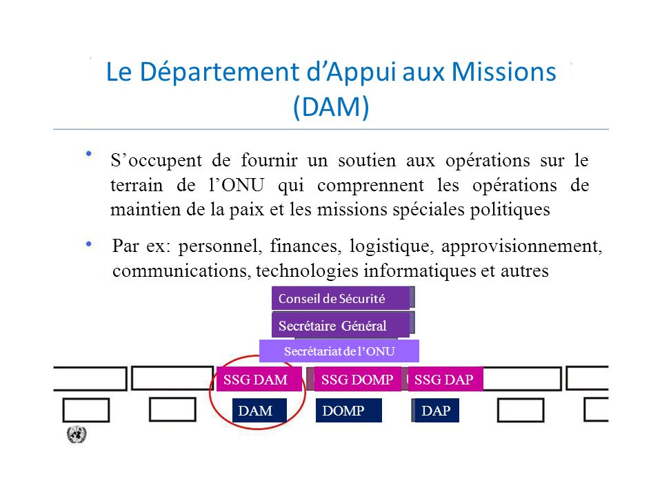 Le Département d’Appui aux Missions (DAM)