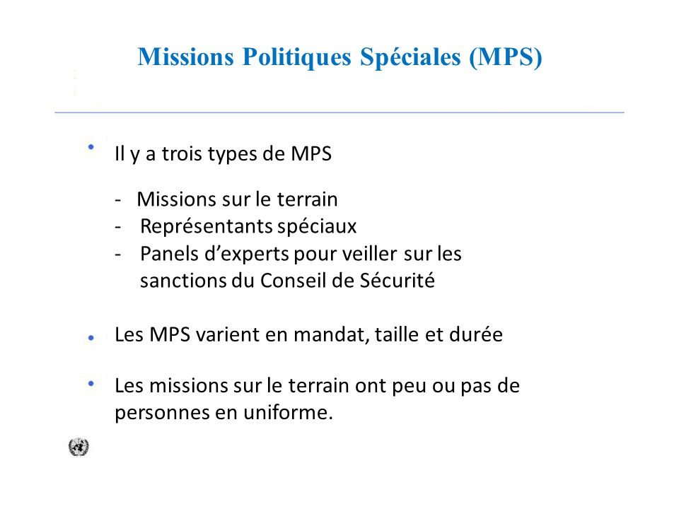Missions Politiques Spéciales (MPS)