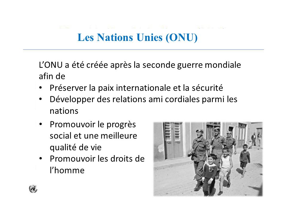Les Nations Unies (ONU)