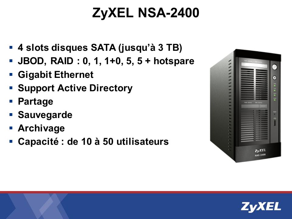 ZyXEL NSA slots disques SATA (jusqu’à 3 TB)