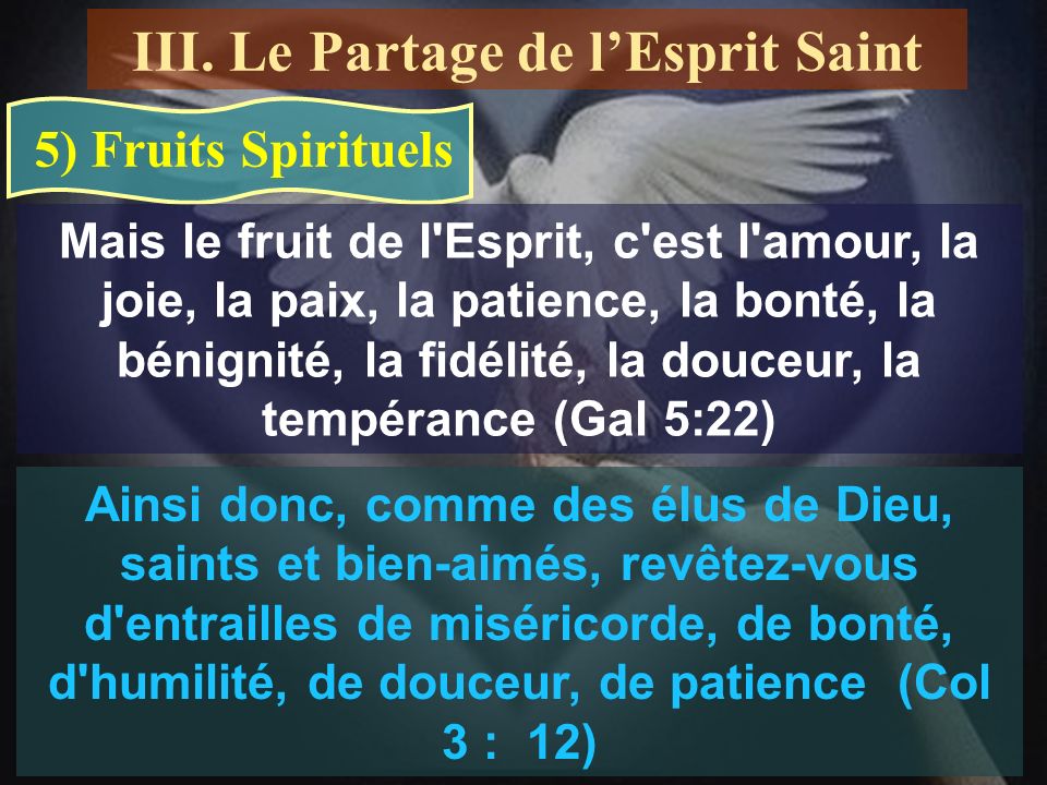III. Le Partage de l’Esprit Saint