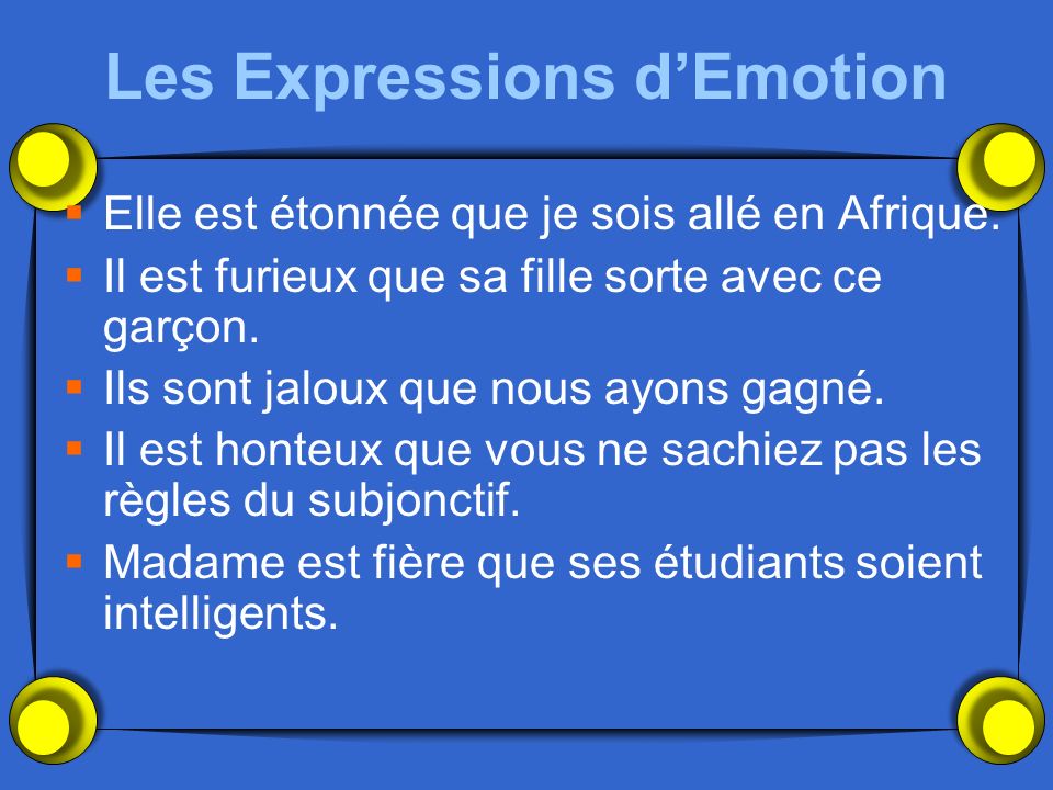 Les Expressions d’Emotion