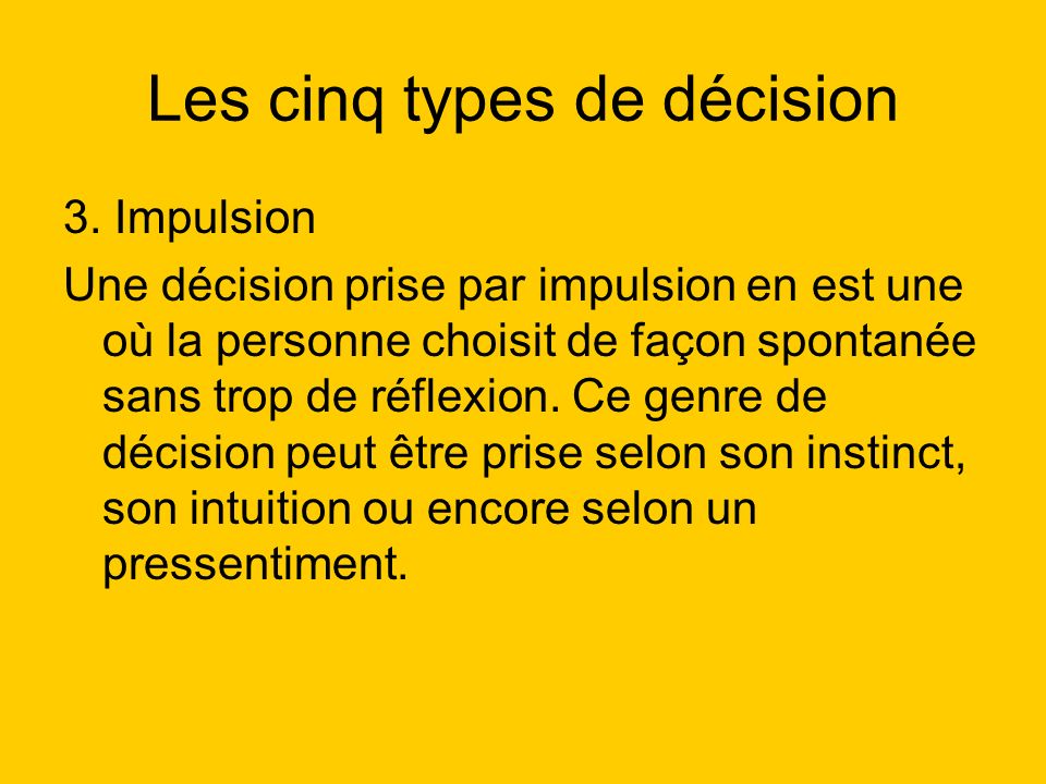 Les cinq types de décision