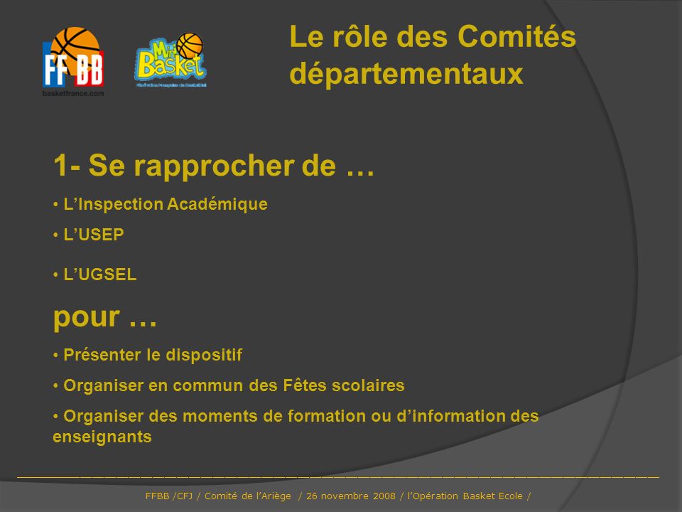Le rôle des Comités départementaux