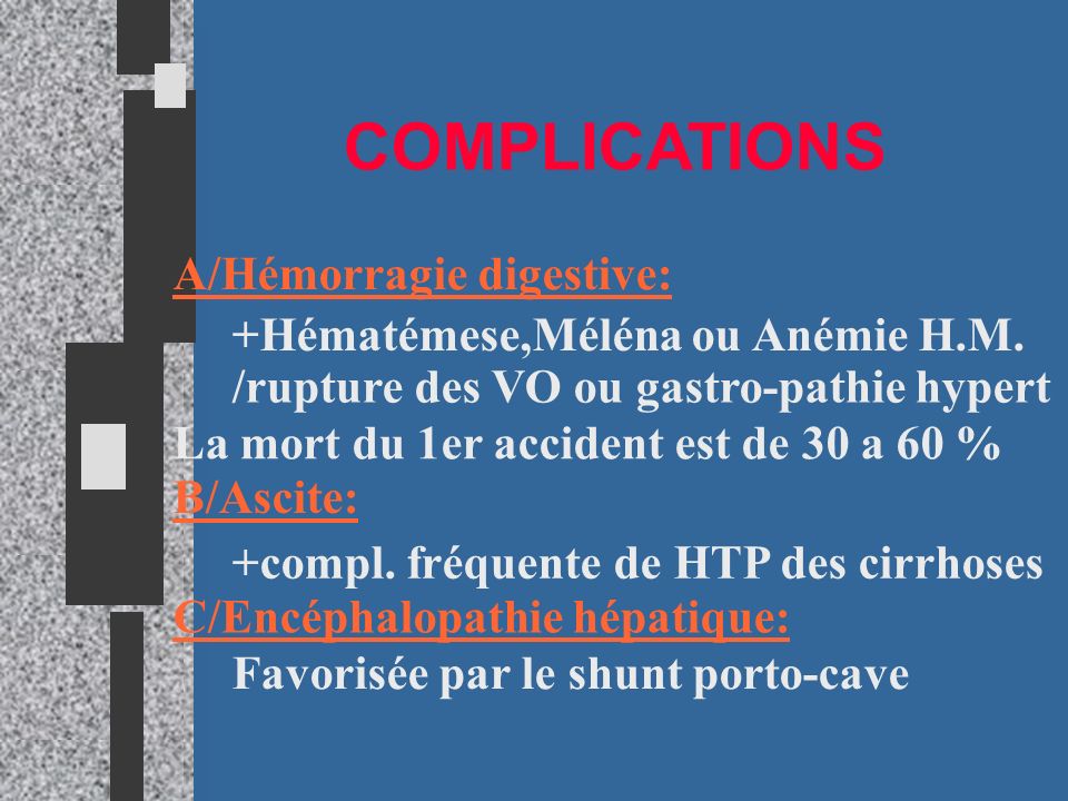 COMPLICATIONS A/Hémorragie digestive: