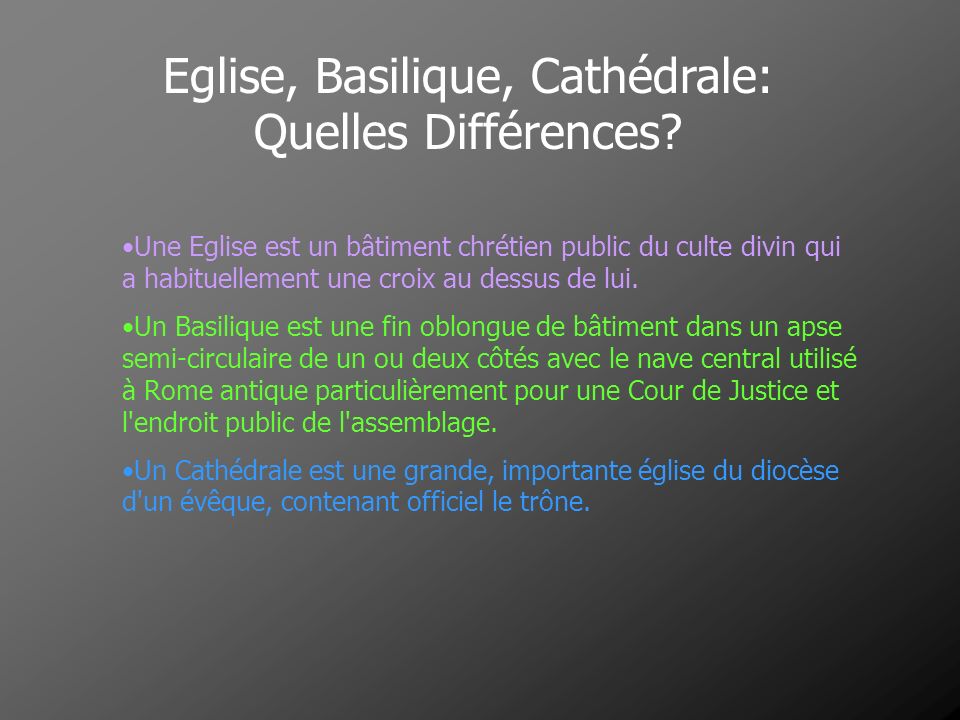 Eglise, Basilique, Cathédrale: Quelles Différences