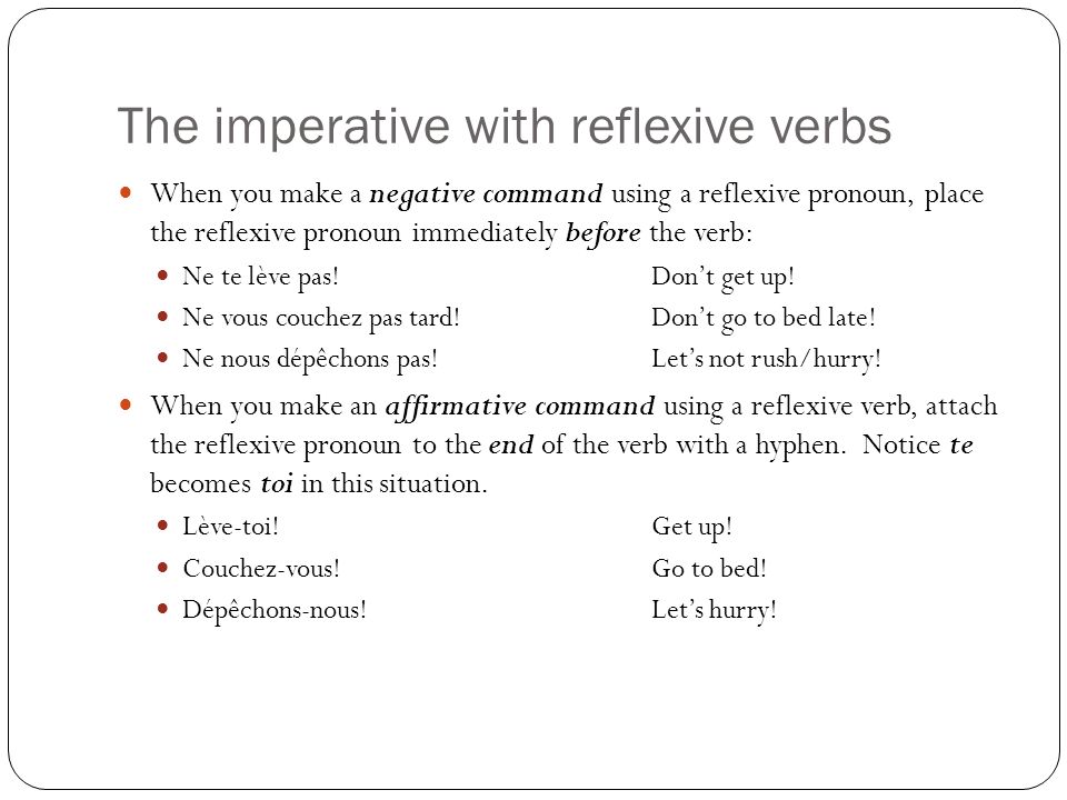 The imperative with reflexive verbs