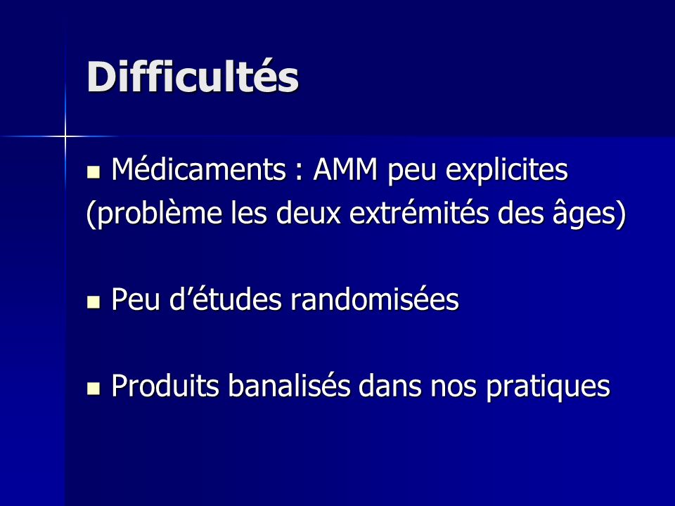 Difficultés Médicaments : AMM peu explicites