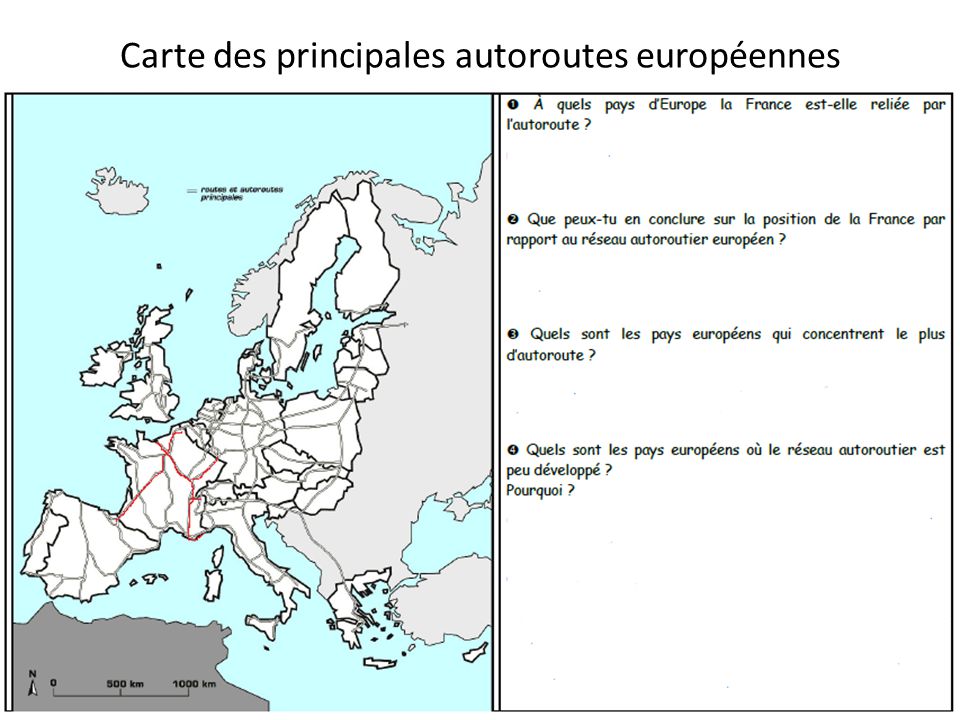 Carte des principales autoroutes européennes
