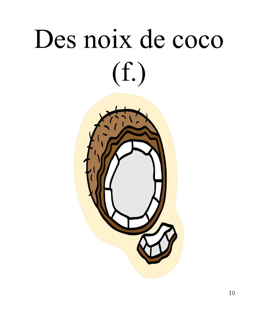 CHAPITRE 8 LES ALIMENTS 3/25/2017 Des noix de coco (f.) Madame Craven