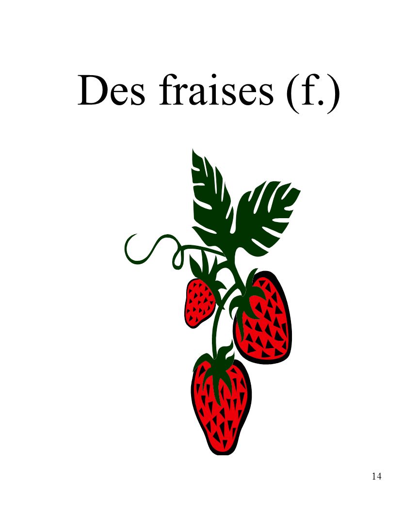 CHAPITRE 8 LES ALIMENTS 3/25/2017 Des fraises (f.) Madame Craven